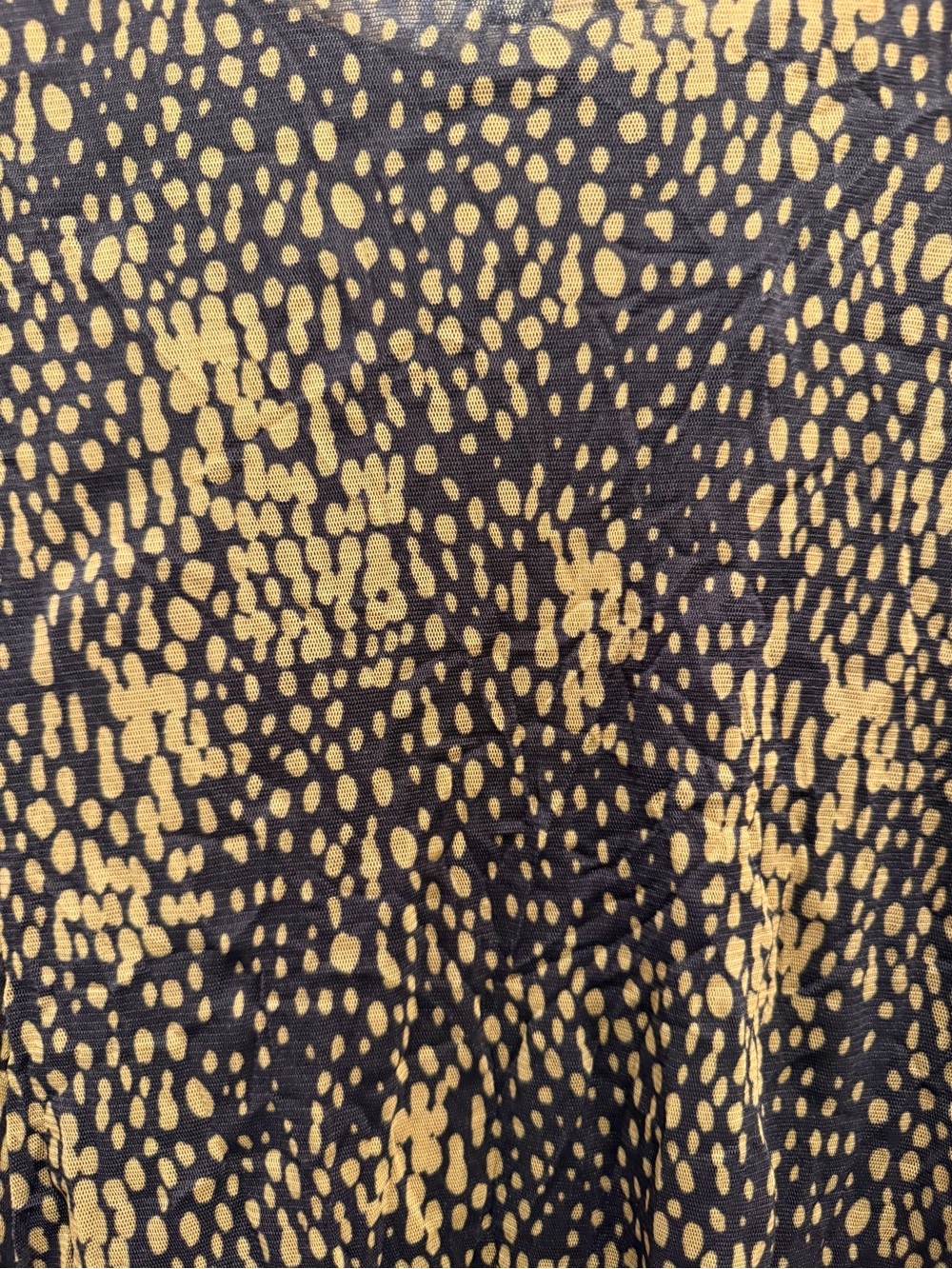Lisa Bayne Crinkled Mesh Asymmetric Hem Dress Black Gold Dot Lagenlook Medium - Picture 8 of 14